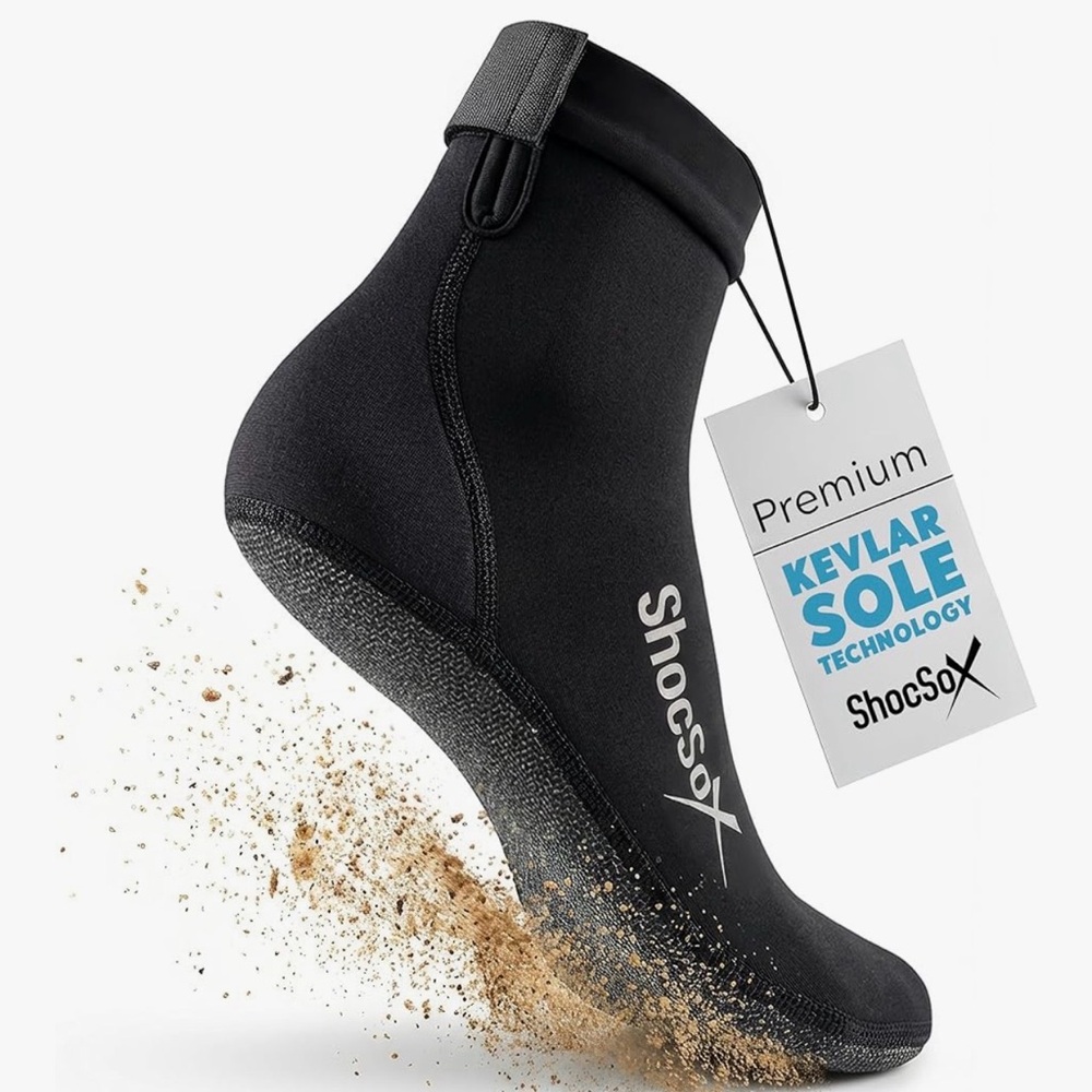 ShocSox Black Water Socks with Kevlar Sole Volleyball Soccer Athletic